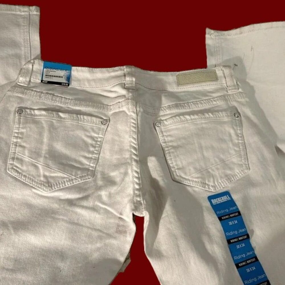 Rock & Roll cowgirl  white riding bootcut jeans size 30X34 (new)